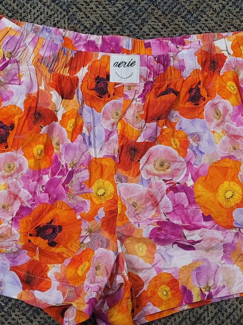 Aerir Floral Bermuda Shorts in Orange & Pink Poppy print L